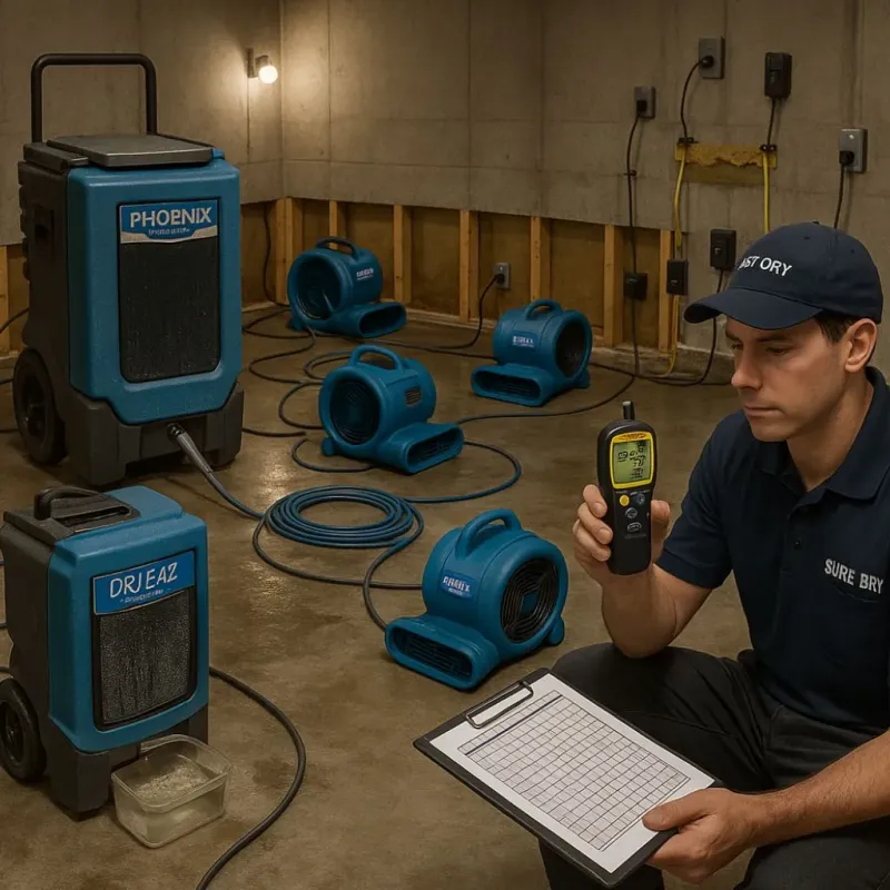 Structural Drying and Dehumidification process in Leonard, TX